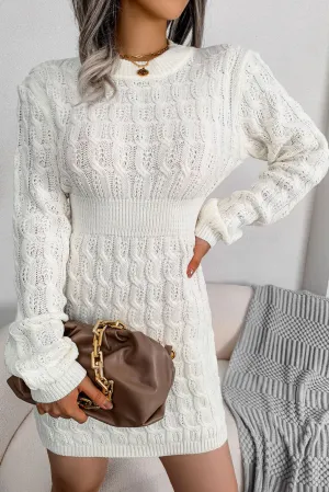 O Neck Casual Twist Waist Sweater Dress