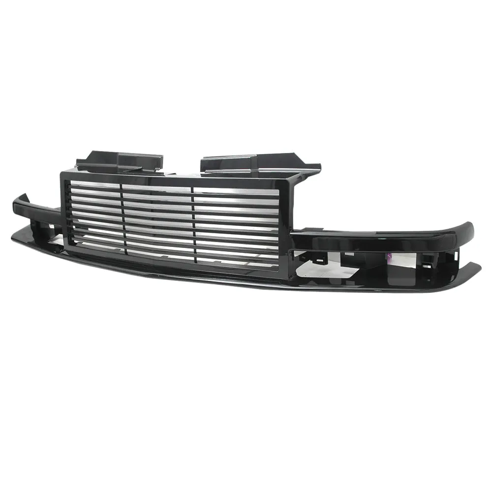 1998-2005 Chevy S10 Blazer Billet Black Front Bumper Hood Grille ABS