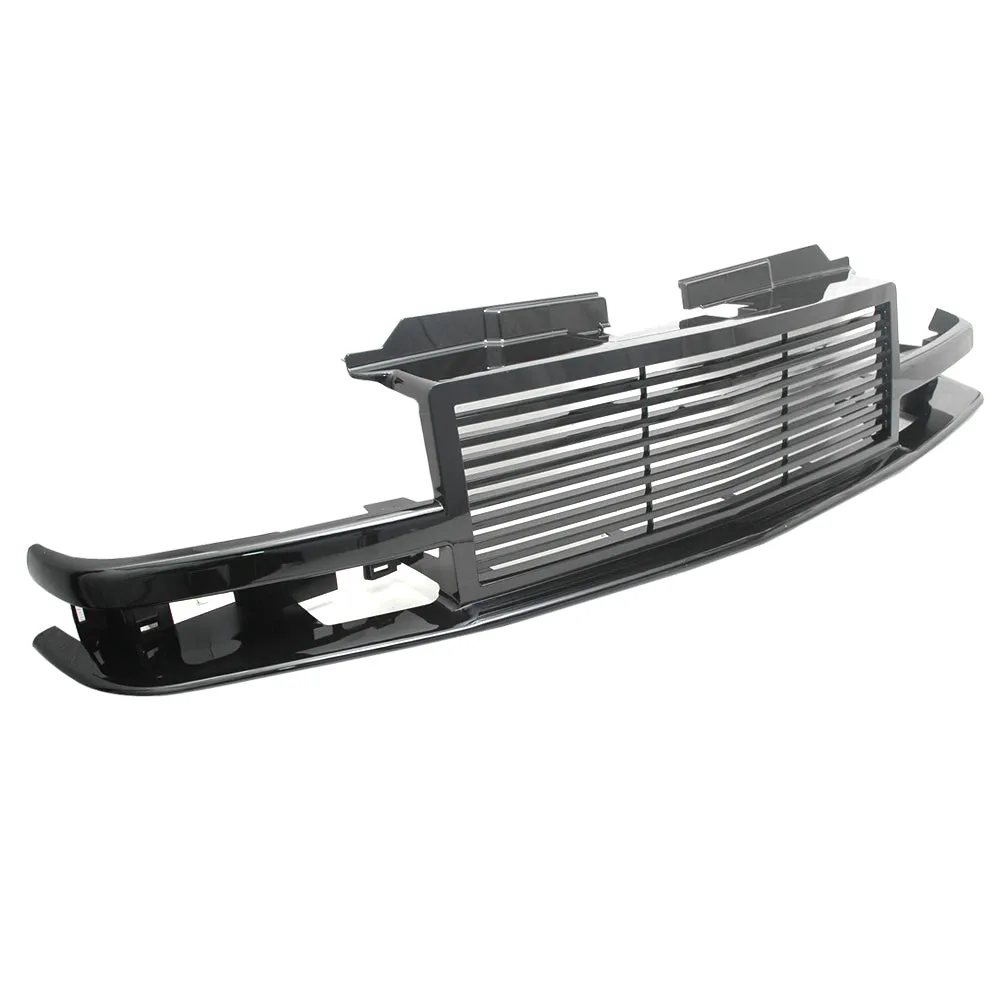 1998-2005 Chevy S10 Blazer Billet Black Front Bumper Hood Grille ABS