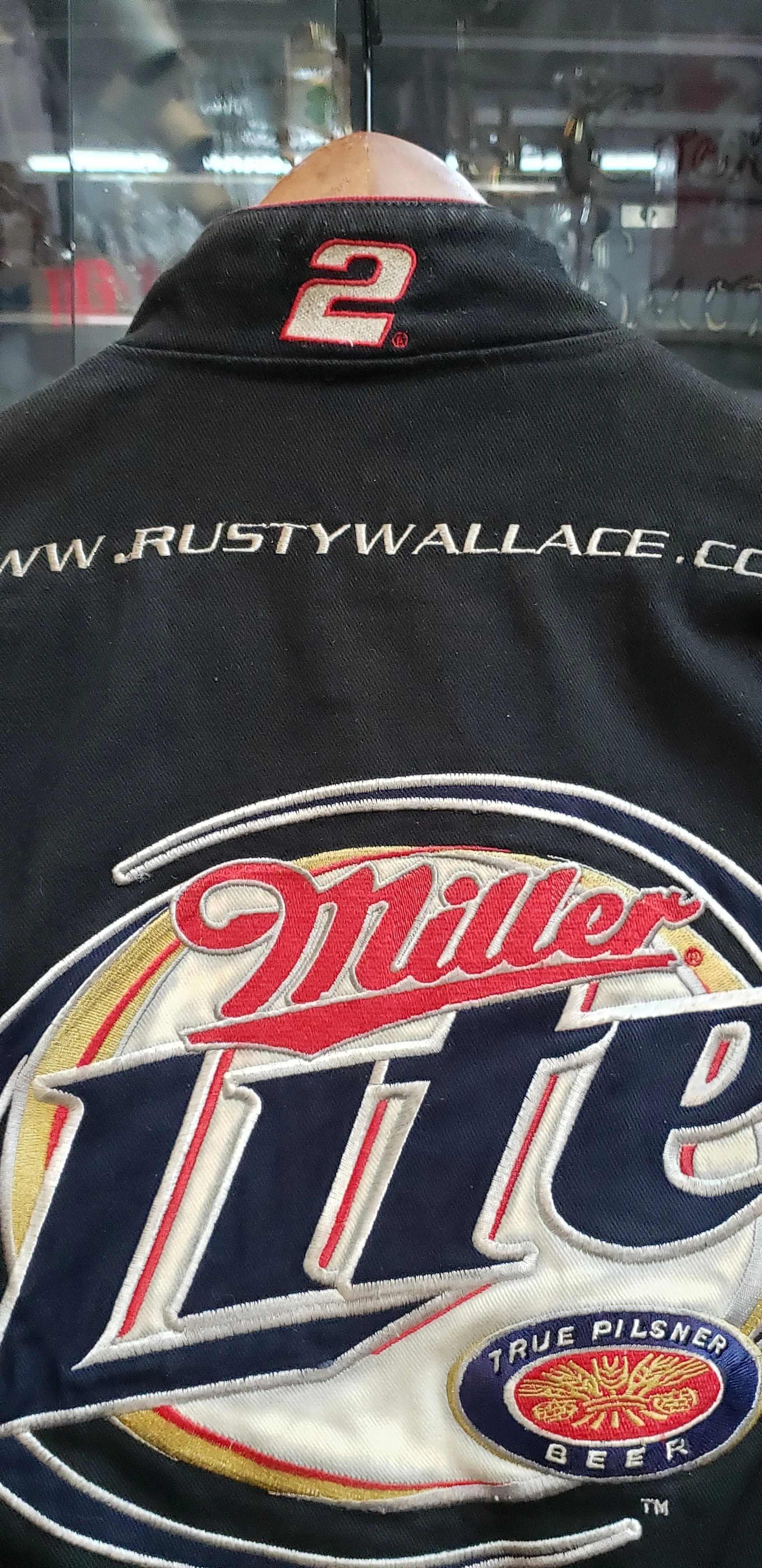 2004 Rusty Wallace Nextel Cup Miller Lite Embroidered Black Racing Jacket Size M #Nascarrusty