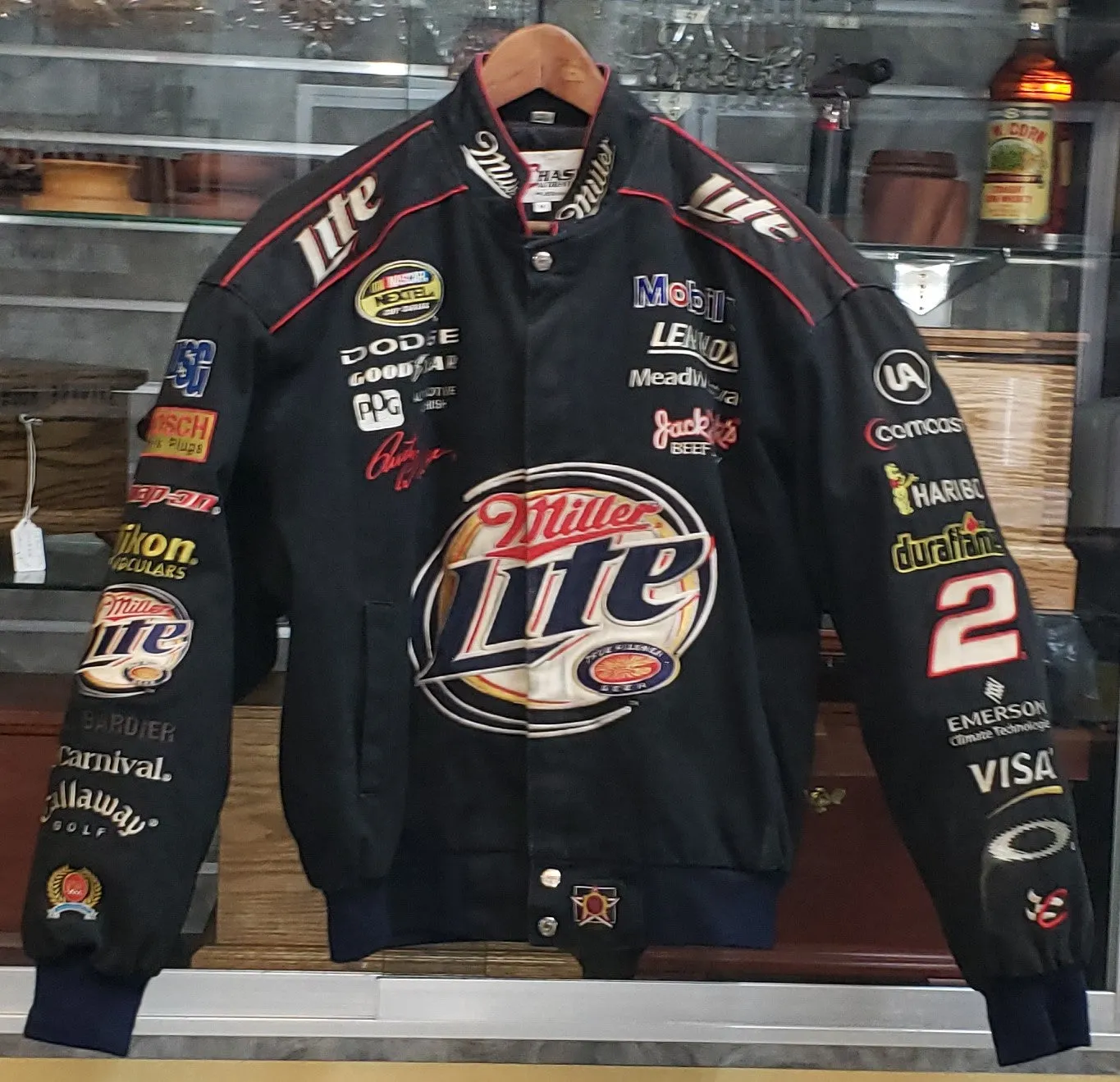 2004 Rusty Wallace Nextel Cup Miller Lite Embroidered Black Racing Jacket Size M #Nascarrusty