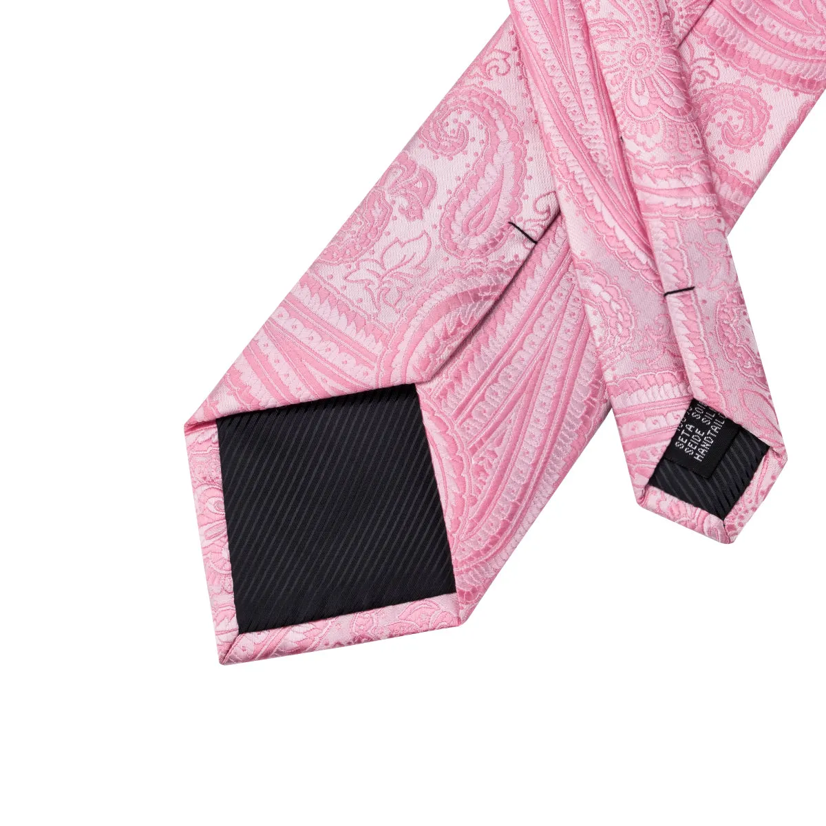 3PCS Luxury Pink Necktie Pocket Square Cufflinks Set