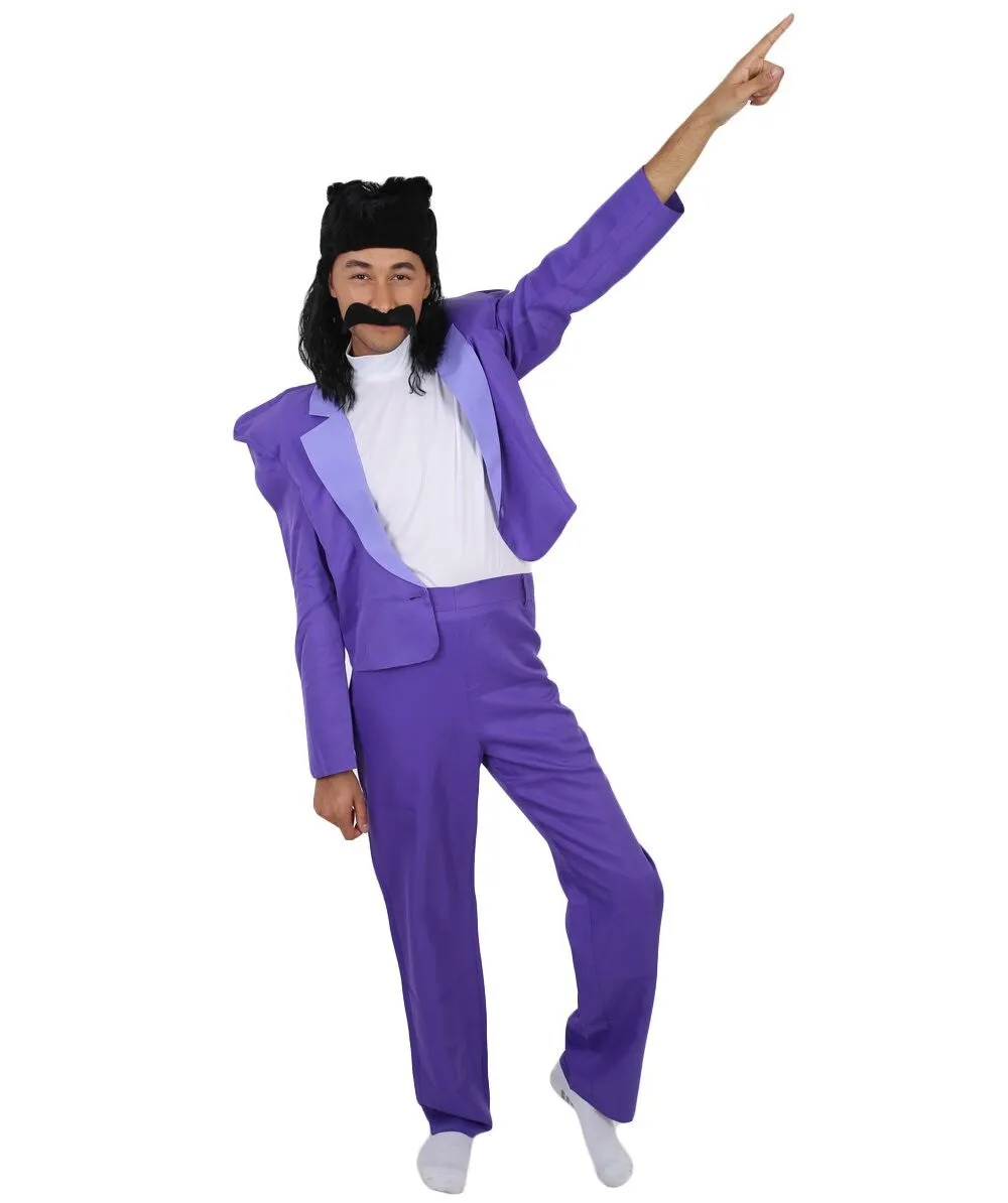 80's Rock Star | Dark Purple Suit with Mock Turtle Neck | Premium Halloween Costume