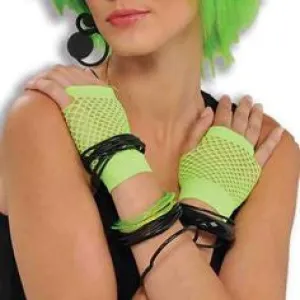 80's Short Fishnet Gloves - Green