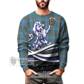 Agnew Ancient Tartan Sweatshirt with Alba Gu Brath Regal Lion Emblem