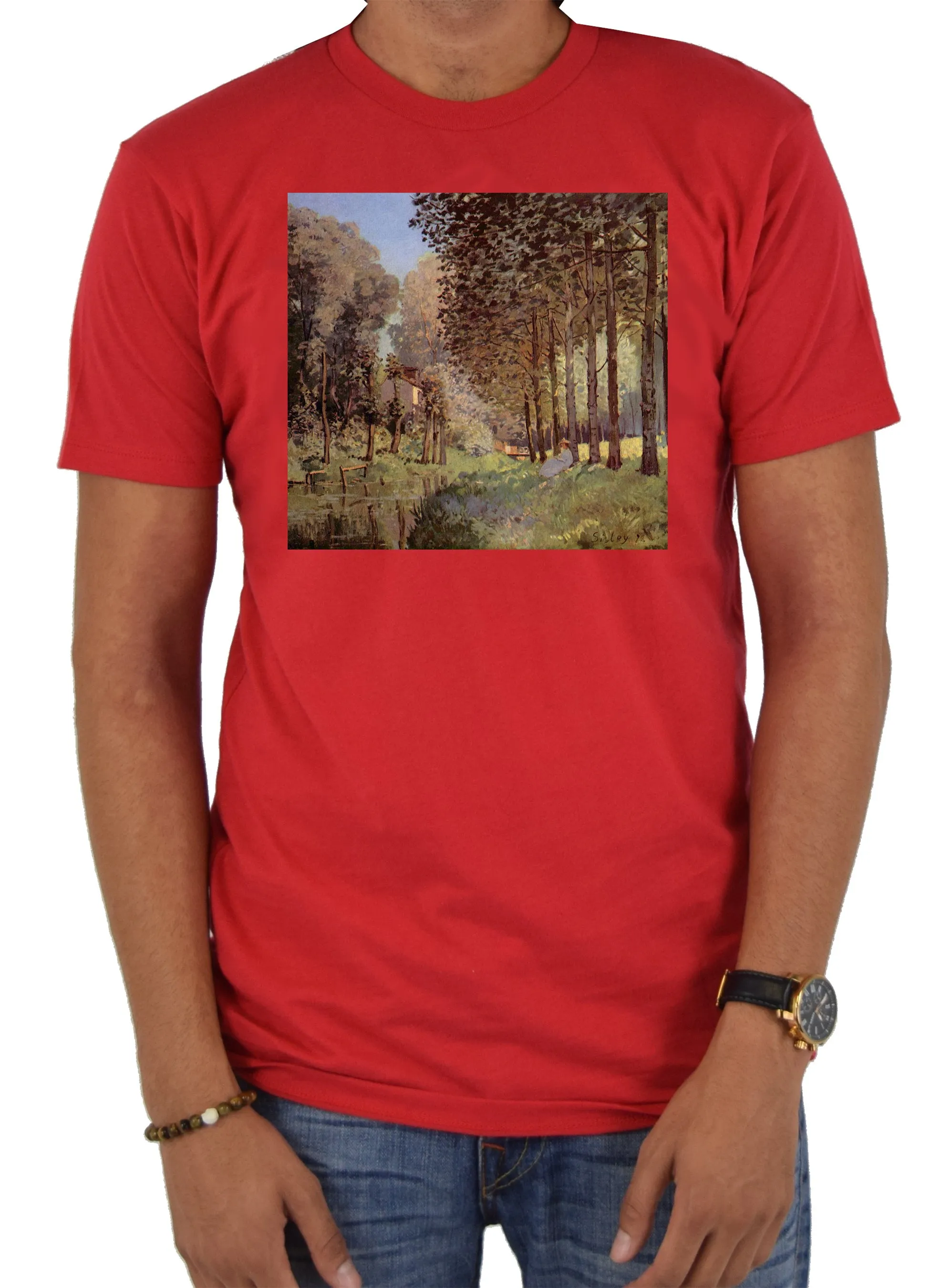 Alfred Sisley - Resting by a Stream at the Edge of the Wood T-Shirt