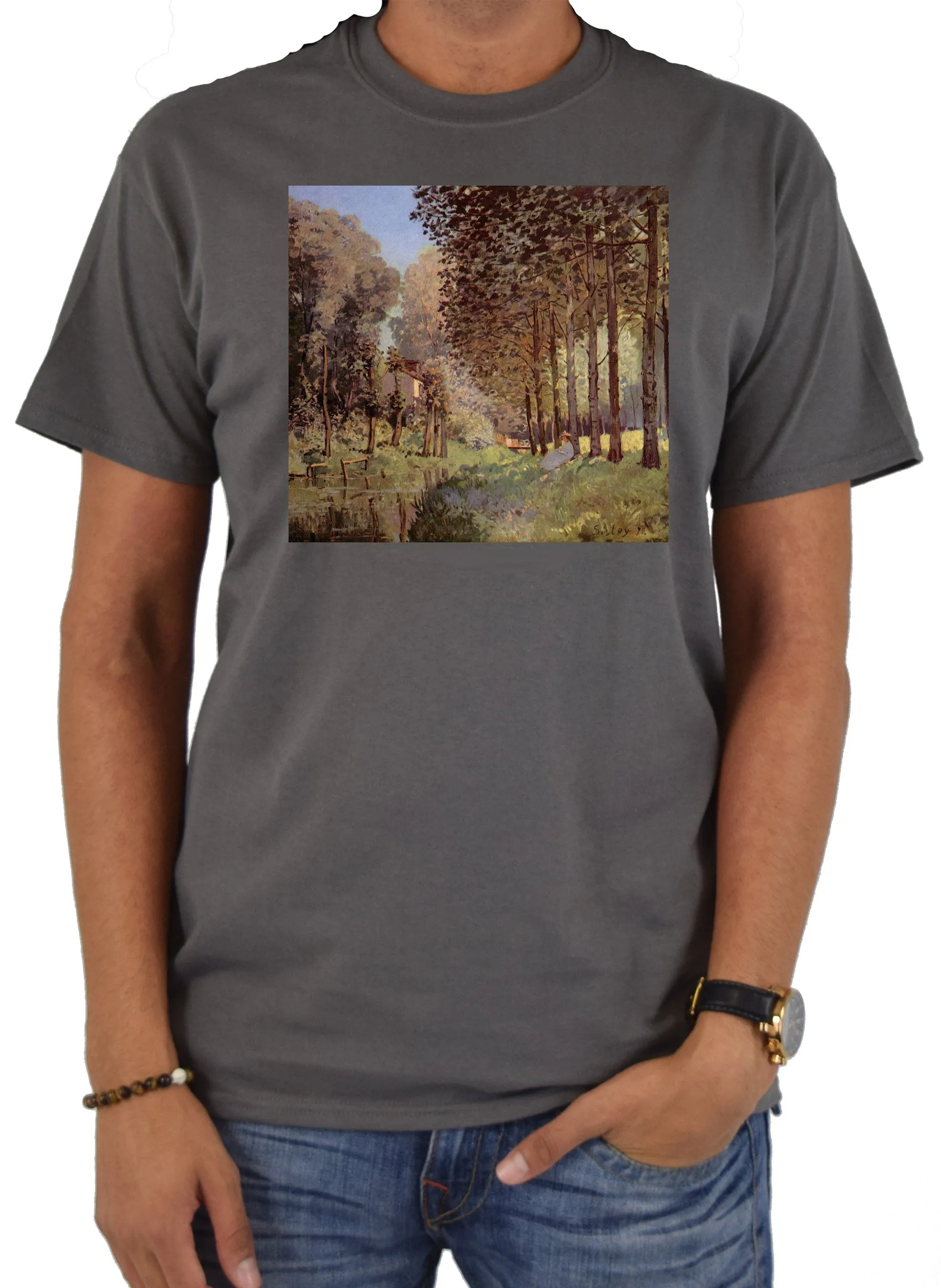 Alfred Sisley - Resting by a Stream at the Edge of the Wood T-Shirt