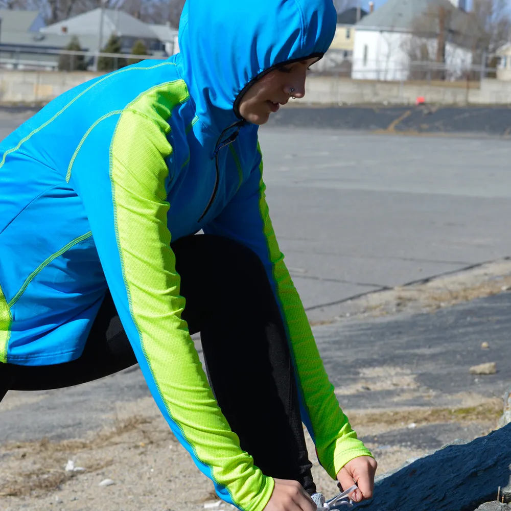 Ambition Reflective Women's Hoodie in Hawaiian Blue / Flo Lime