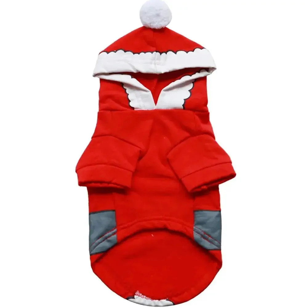 Anniepaw Santa Dog Costume Christmas Hoodie Warm Winter Pet Clothes Red New Year Costume