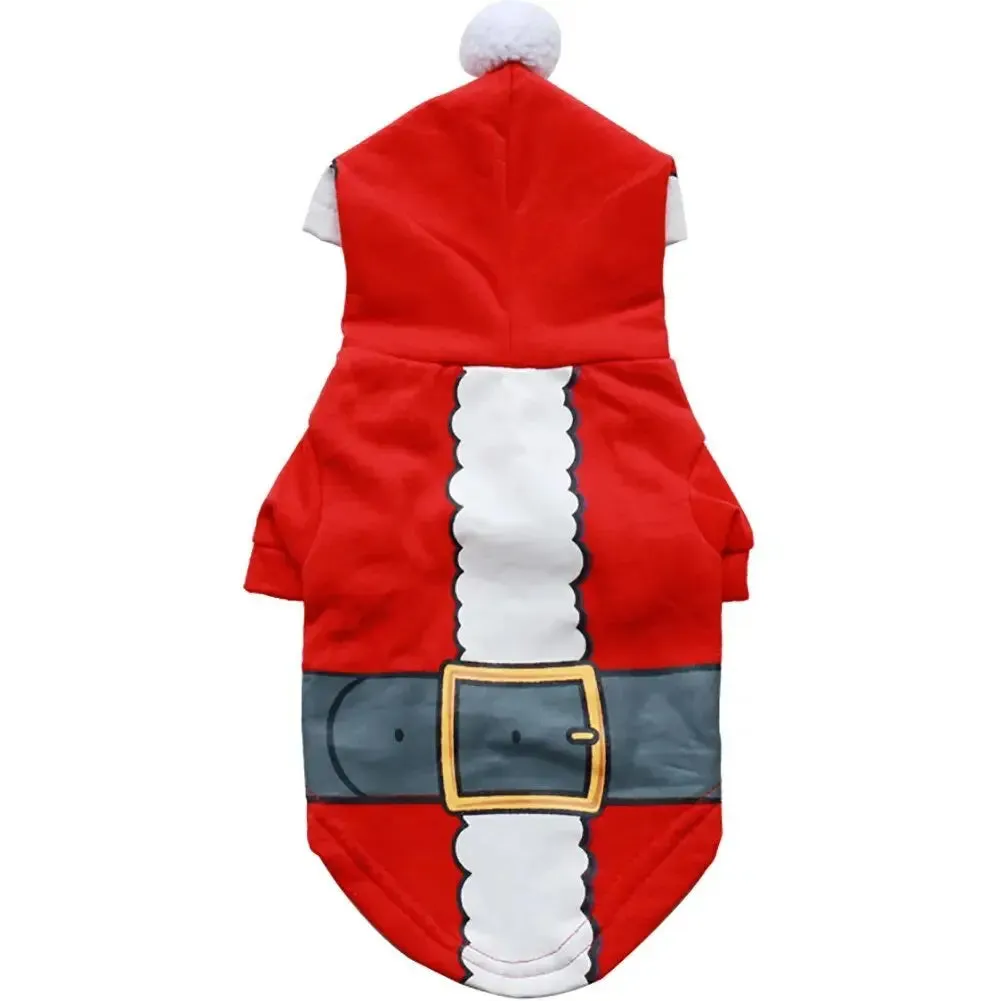 Anniepaw Santa Dog Costume Christmas Hoodie Warm Winter Pet Clothes Red New Year Costume