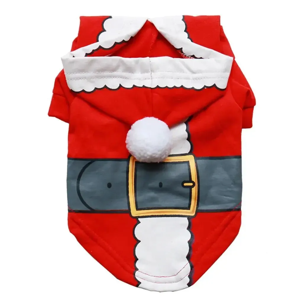 Anniepaw Santa Dog Costume Christmas Hoodie Warm Winter Pet Clothes Red New Year Costume