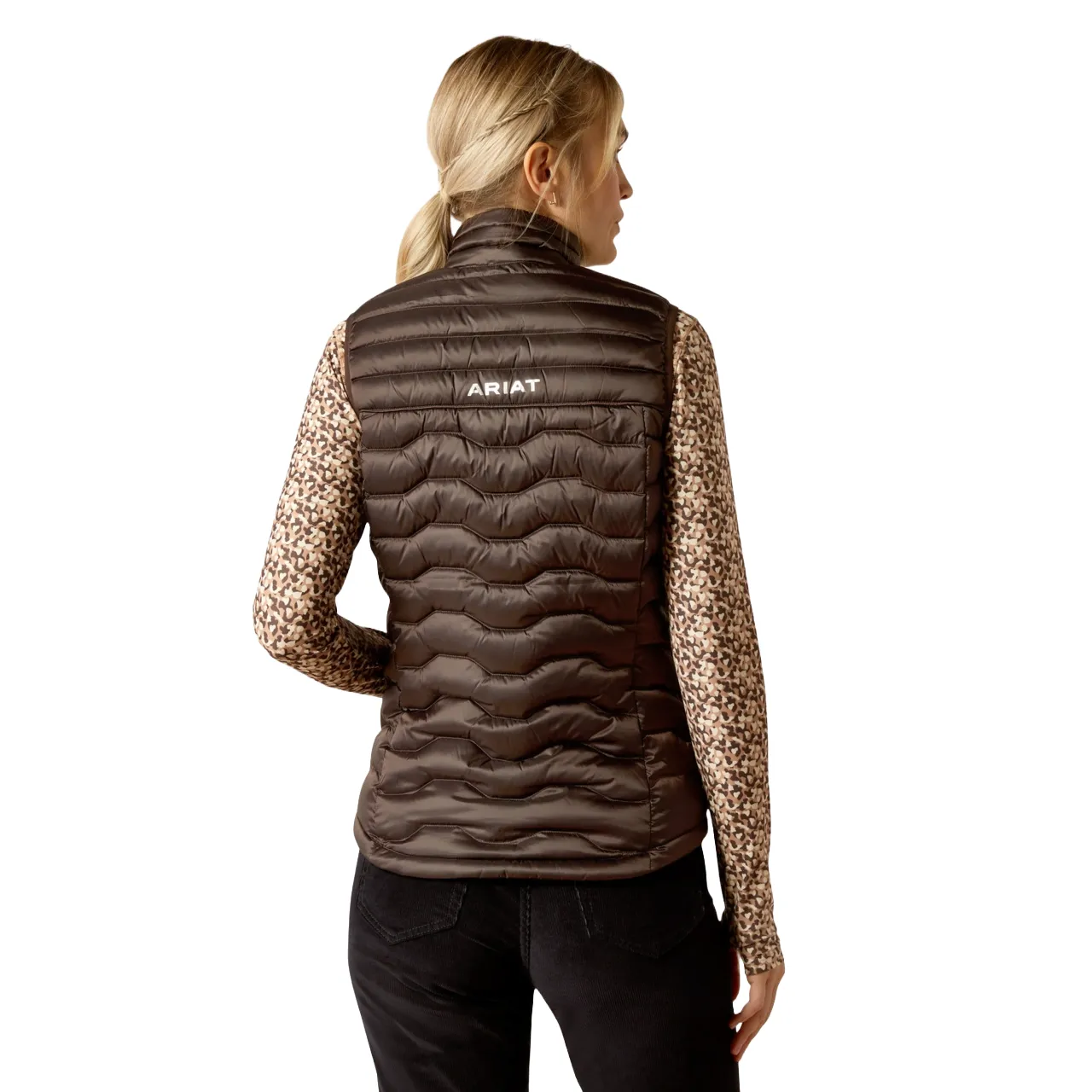 Ariat Ladies Ideal Down Puffer Mole Brown Full Zip Vest 10052705