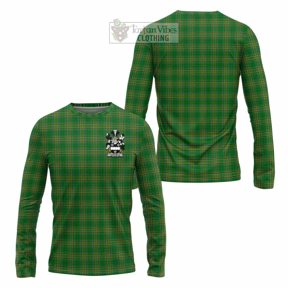 Ashfield Irish Clan Tartan Long Sleeve T-Shirt with Coat of Arms