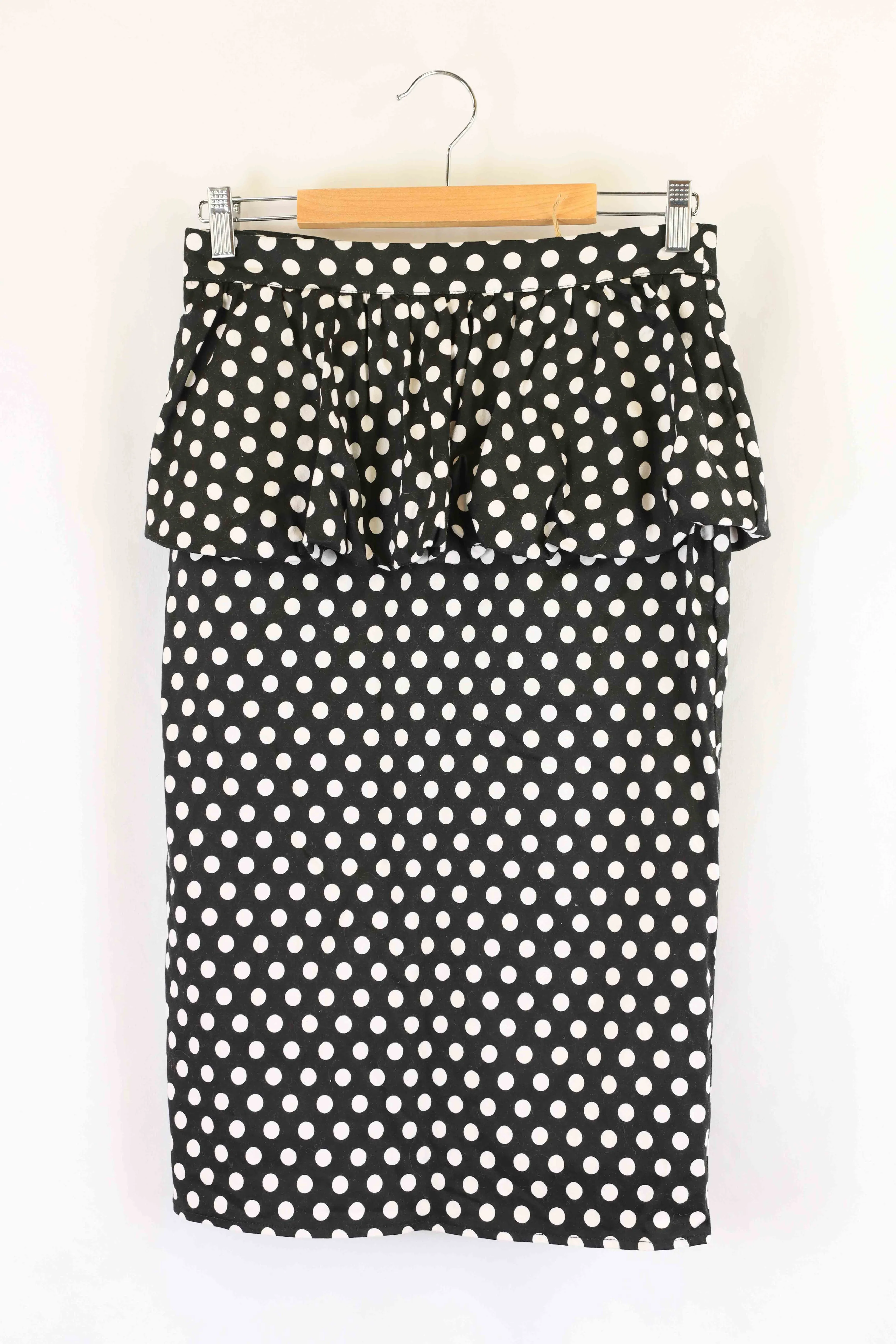 Atmos & Here Black and White Polka Dot Pencil Skirt 12