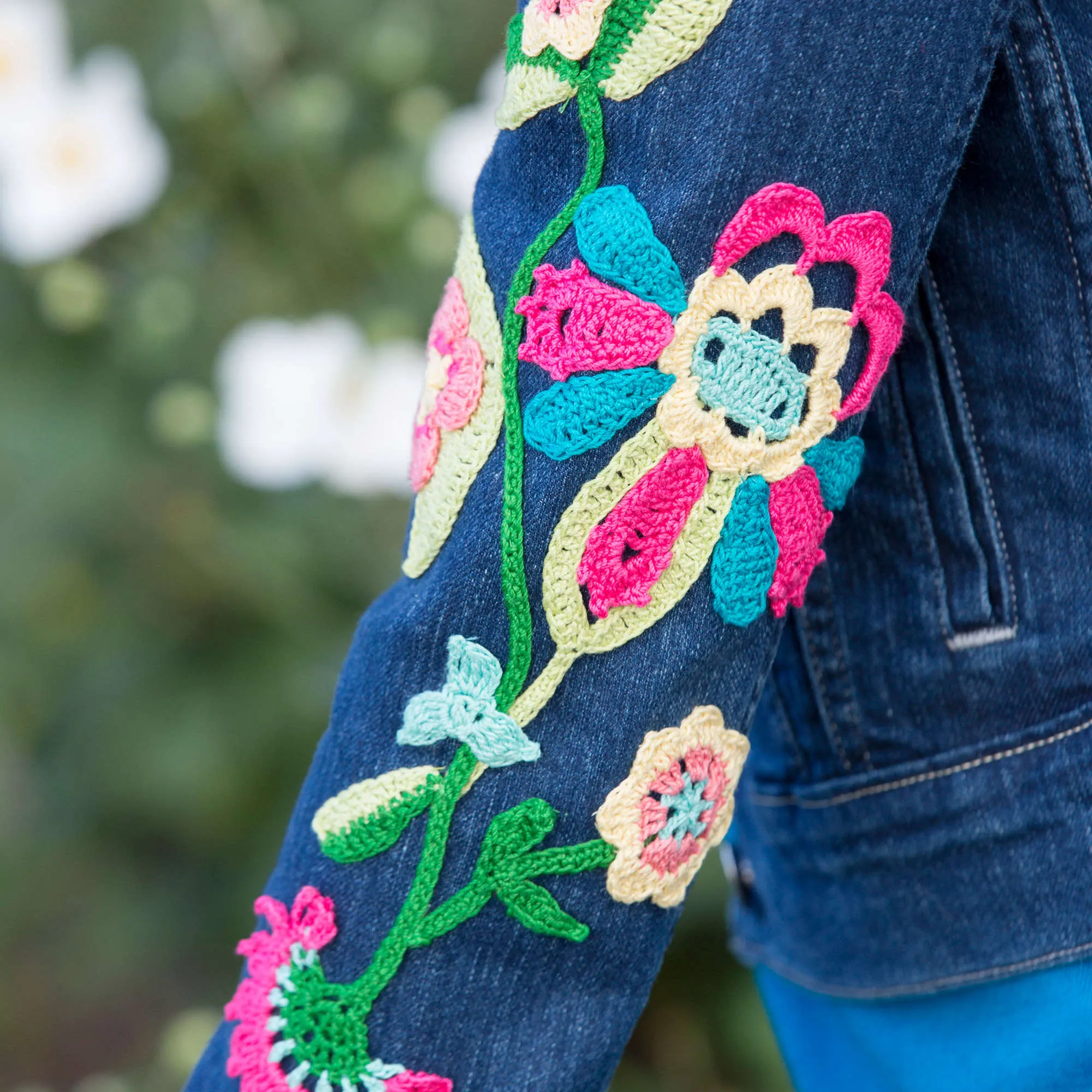 Aunt Lydia's Crochet Be-Flowered Denim Jacket