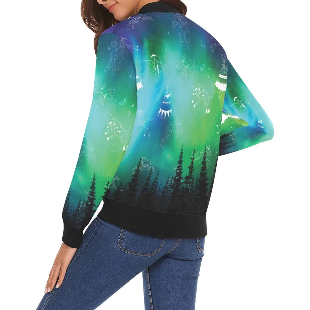 Aurora Medicine Animals Bomber Jacket for Women