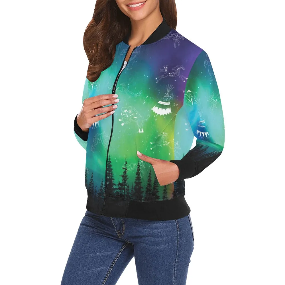 Aurora Medicine Animals Bomber Jacket for Women