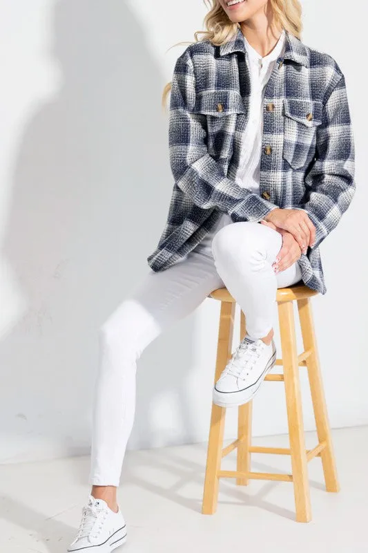 Ava Gray Plaid Flannel Shacket