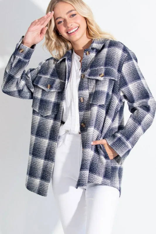 Ava Gray Plaid Flannel Shacket