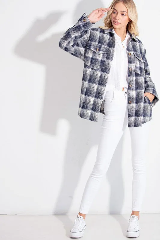 Ava Gray Plaid Flannel Shacket