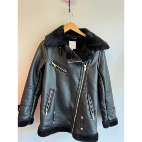 Avec Les Filles Faux Shearling Biker Jacket - Size XS