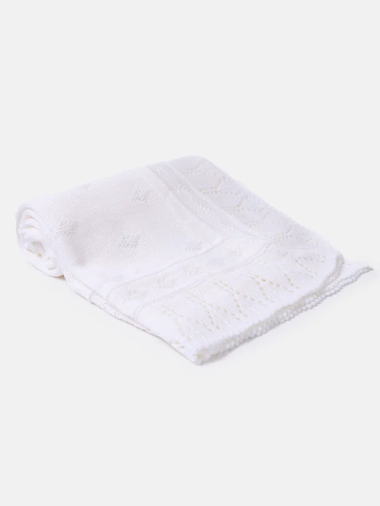 Baby Spanish Chic Knitted Shawl - White