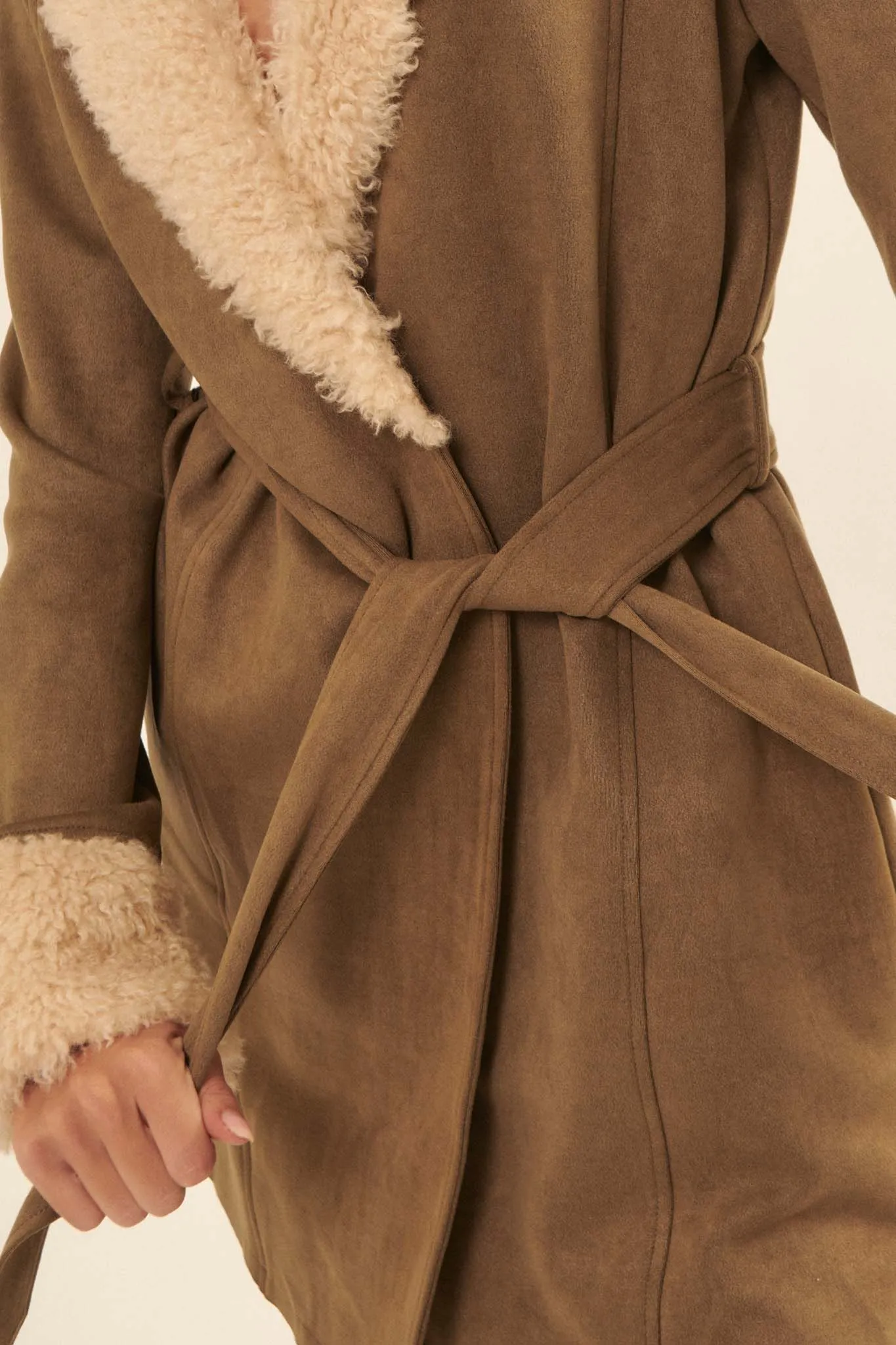 Backstage Pass Belted Faux Shearling Jacket