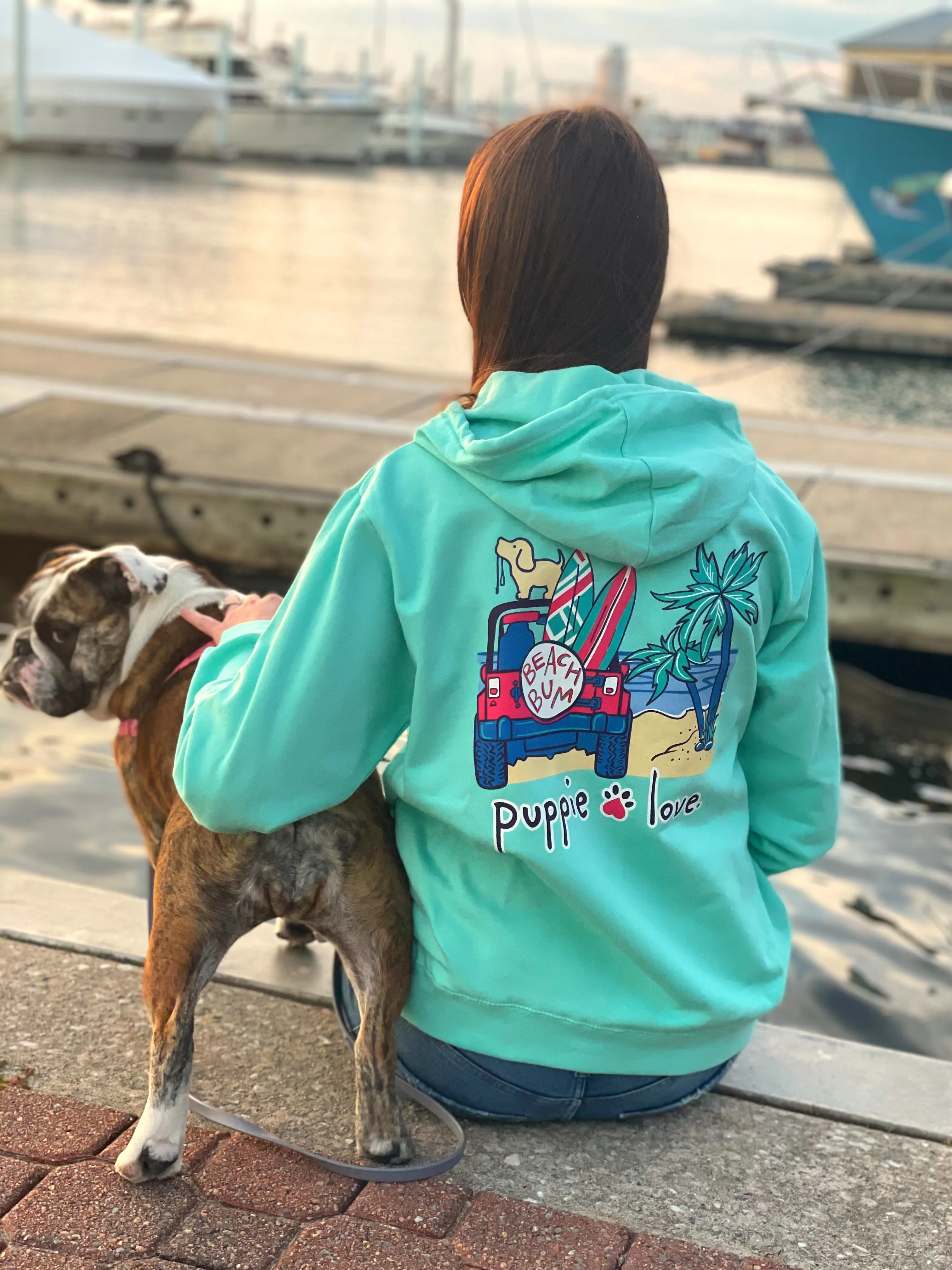 BEACH BUM PUP, ADULT HOODIE