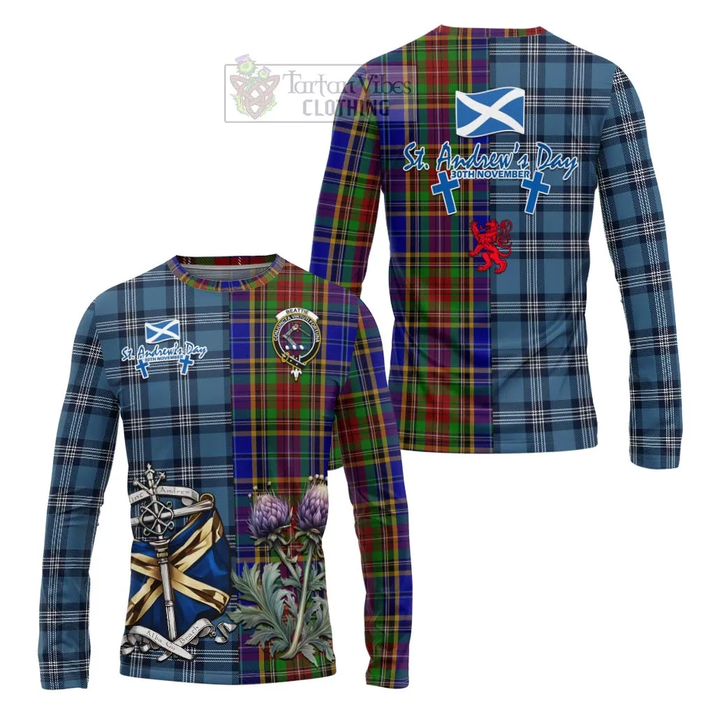 Beattie (Beatty) Tartan Long Sleeve T-Shirt Happy St. Andrew's Day Half Tartan Style