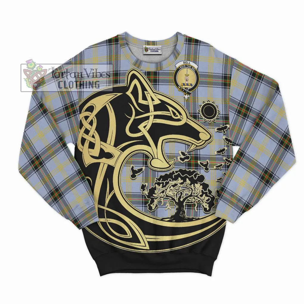 Bell of the Borders Tartan Sweatshirt with Family Crest Celtic Wolf Style