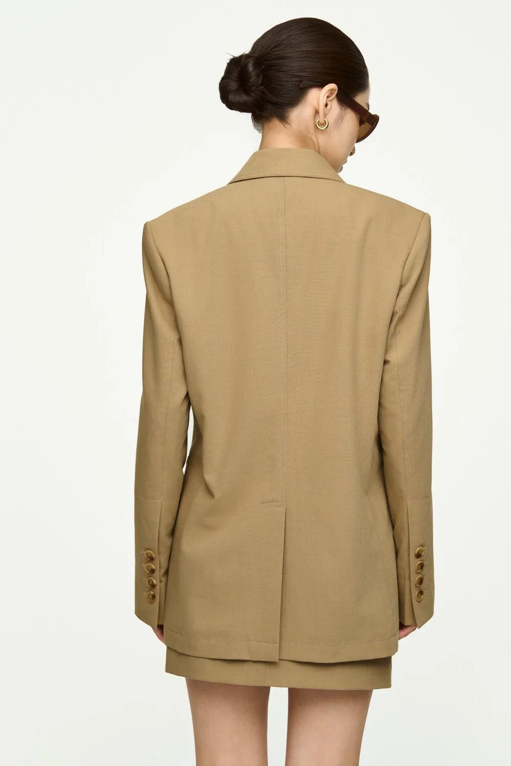 Beverly Straight Peak Lapel Twill Blazer