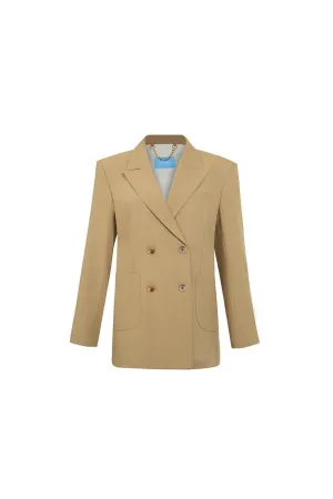 Beverly Straight Peak Lapel Twill Blazer