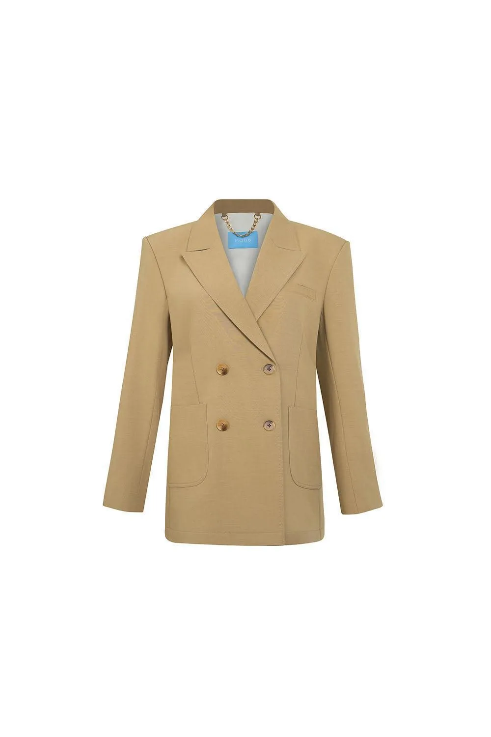 Beverly Straight Peak Lapel Twill Blazer