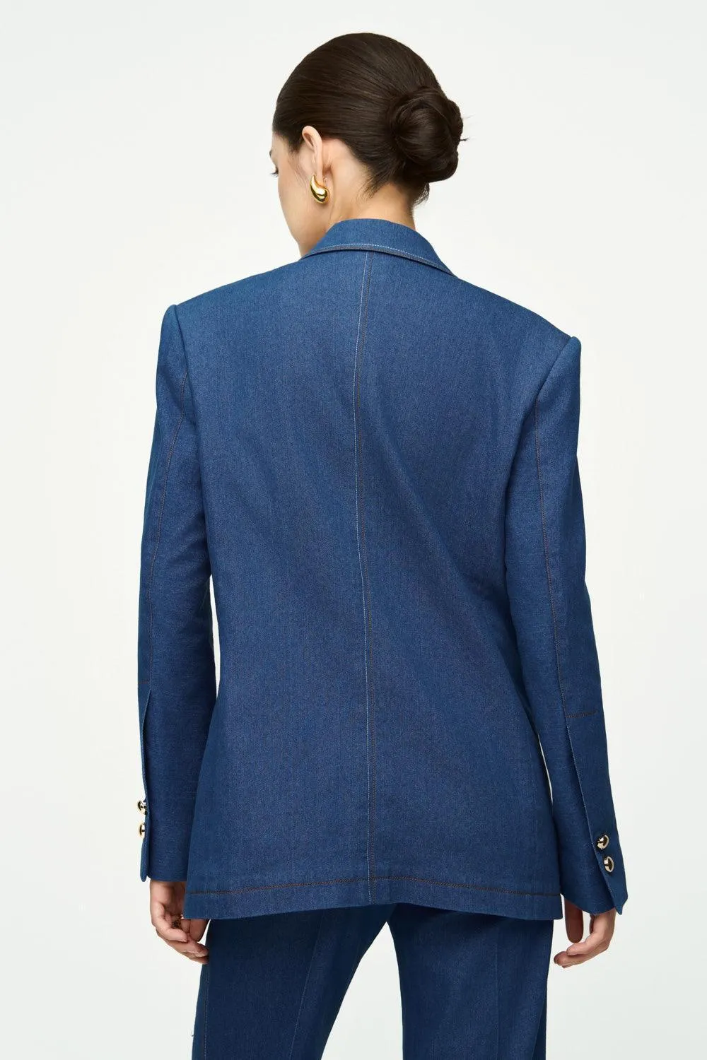 Beverly Straight Peak Lapel Twill Blazer