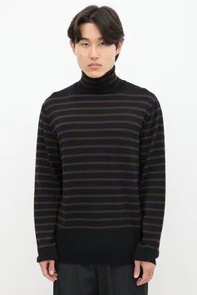 Black & Brown Wool Striped Turtleneck