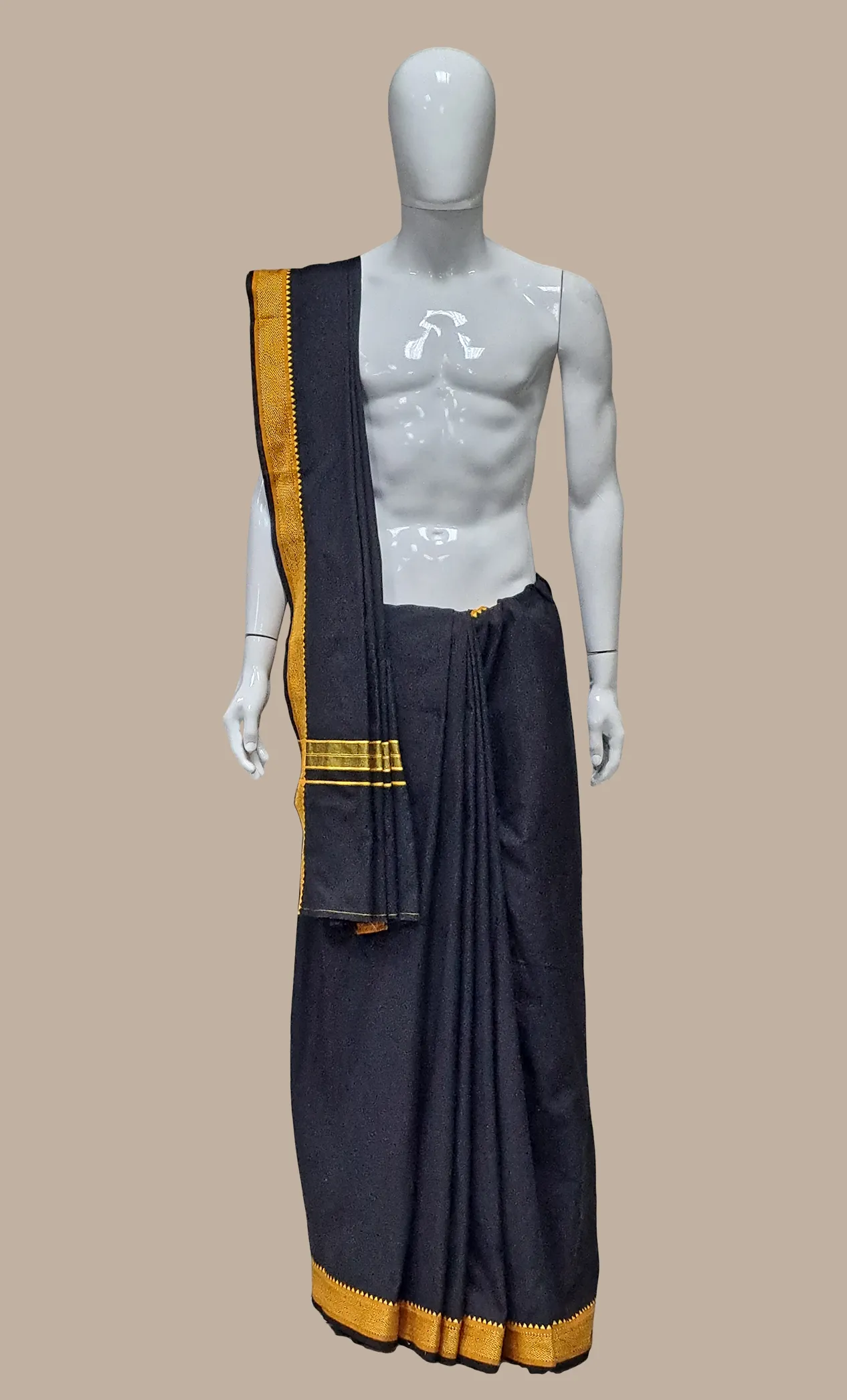 Black Dhoti With Attached Dupatta