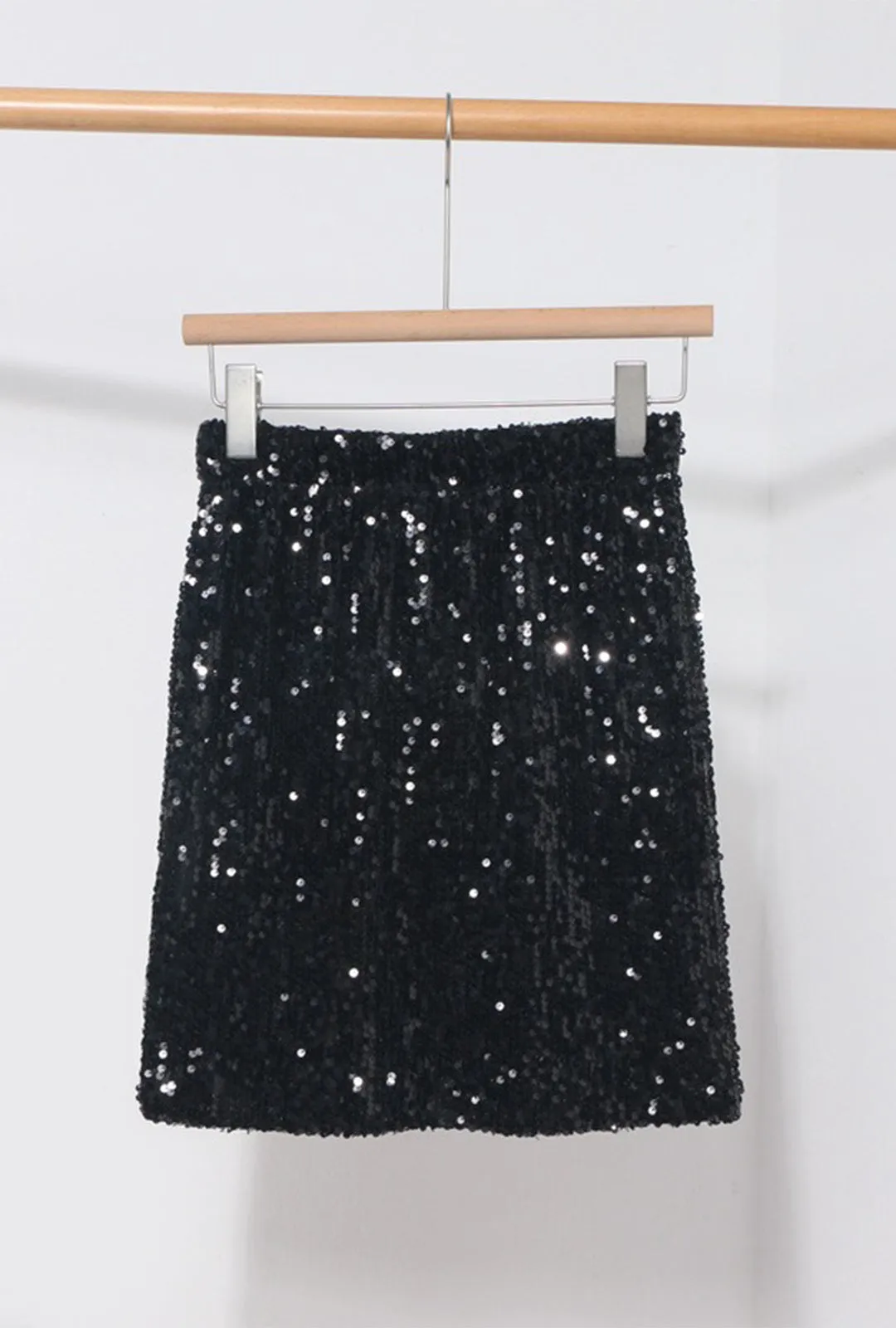 Black Sequin Pencil Skirt