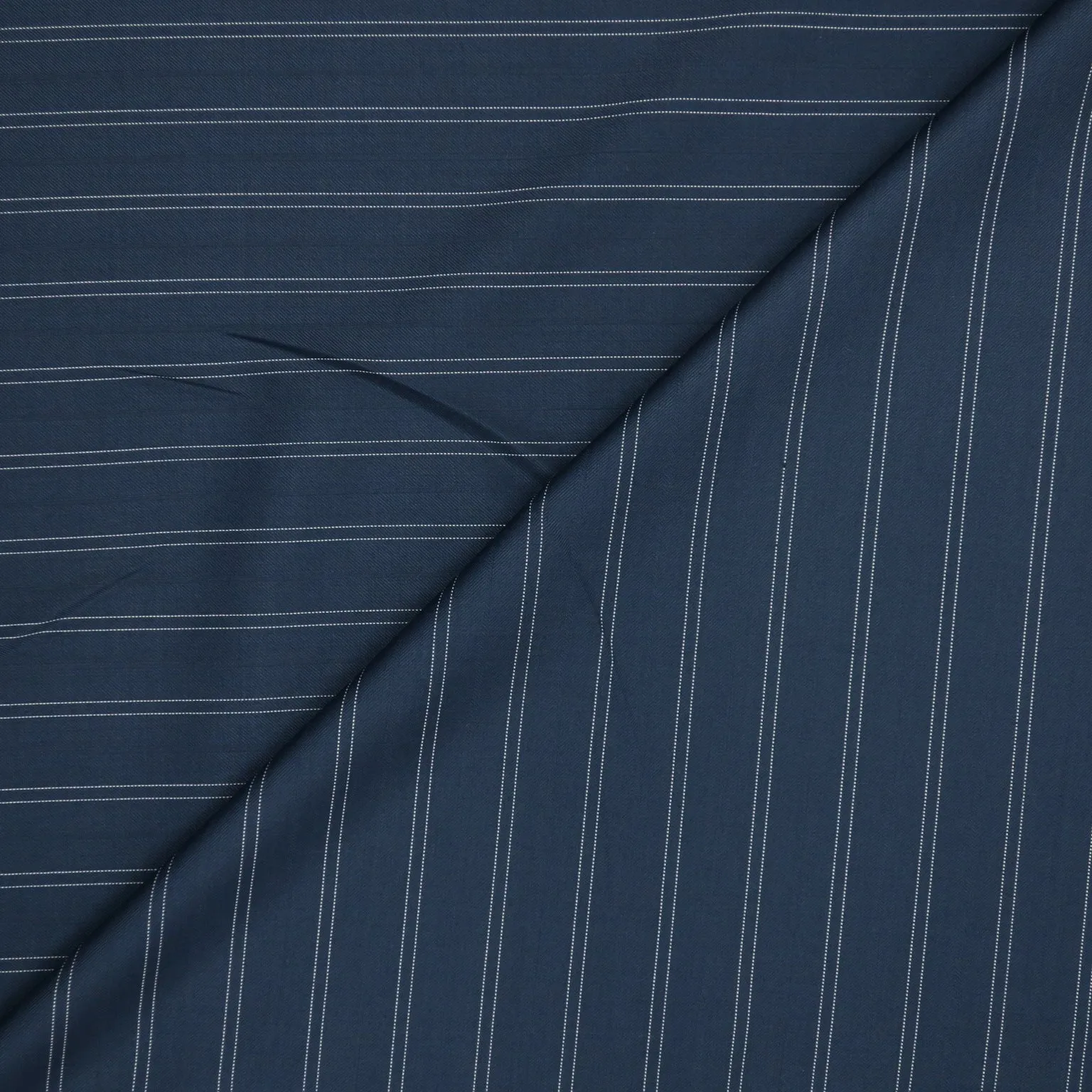 Blue and White Stripe Vitale Antonio Casero Super 120's Wool and Cashmere Suiting Fabric