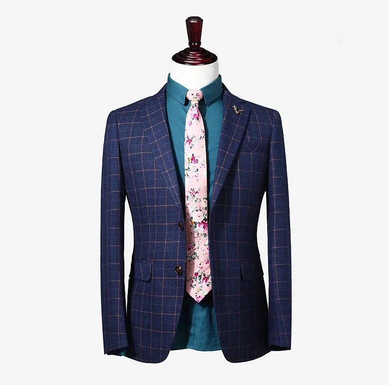 Blue Orange Check Blazer