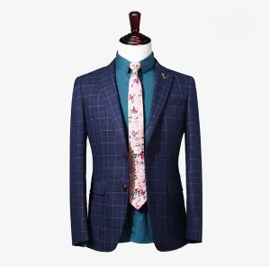 Blue Orange Check Blazer