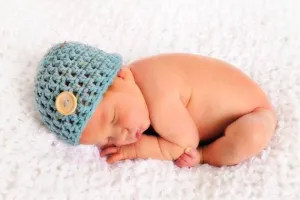 Blue Tweed Newborn Baby Hat