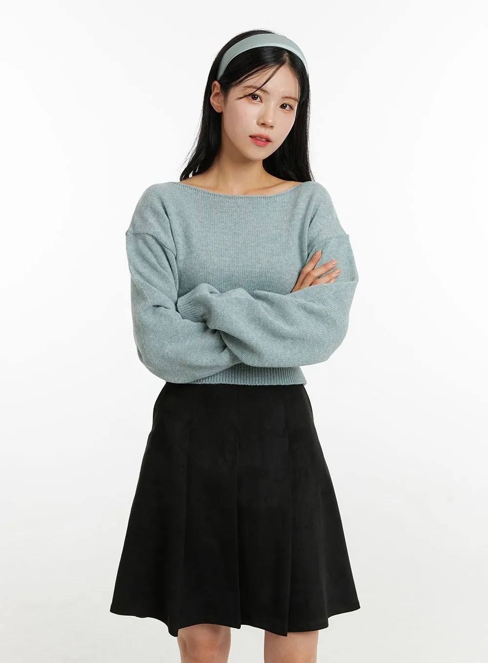 Boat Neck Knit Sweater ON320