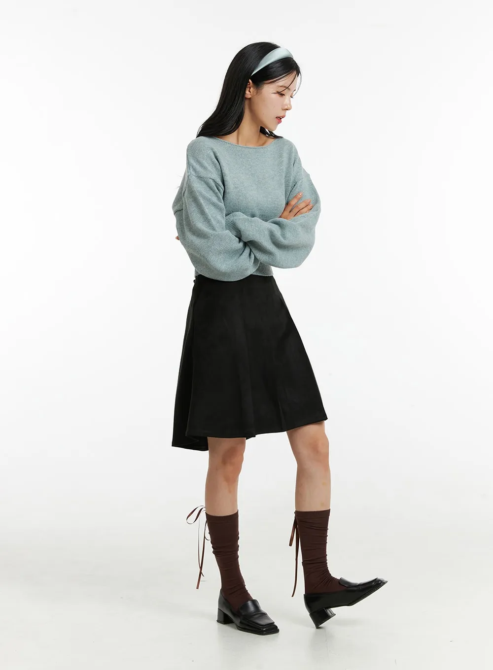 Boat Neck Knit Sweater ON320