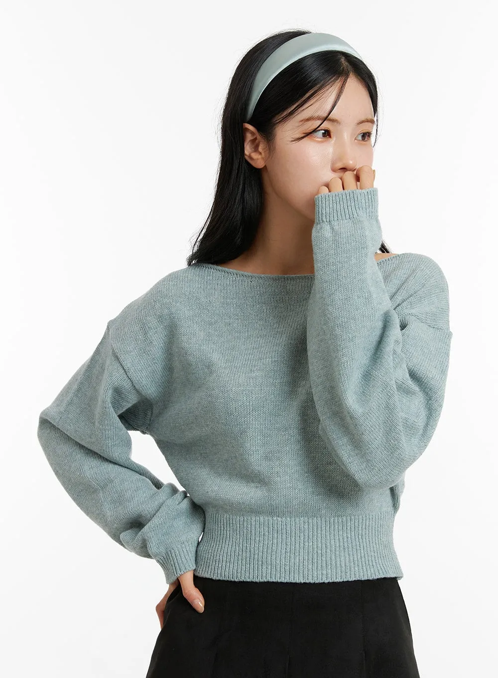 Boat Neck Knit Sweater ON320