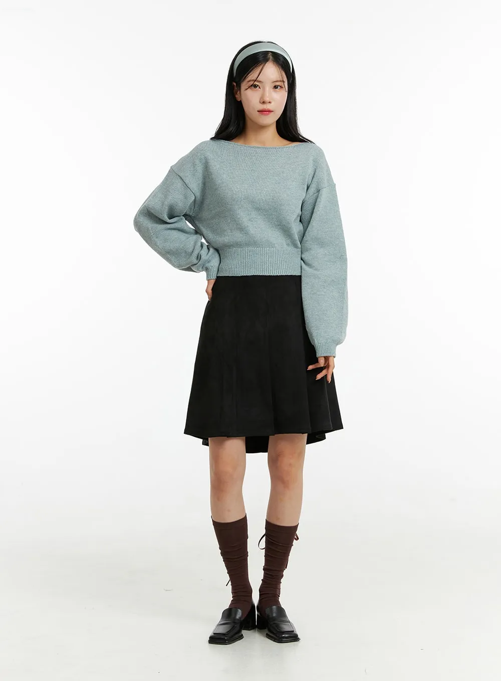 Boat Neck Knit Sweater ON320