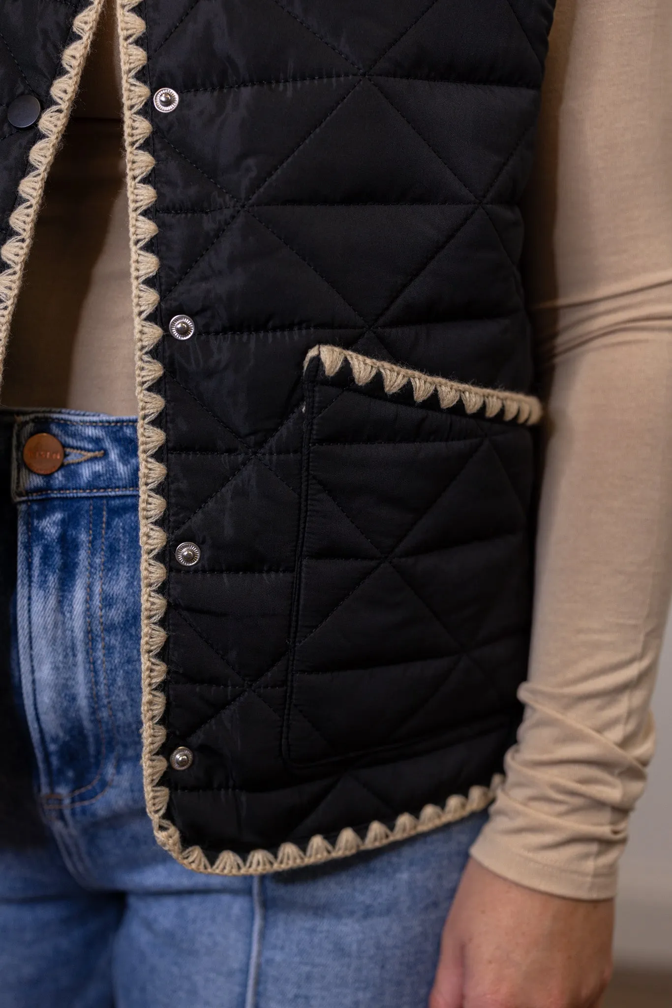 Bonfire Favorite Black Quilted Vest