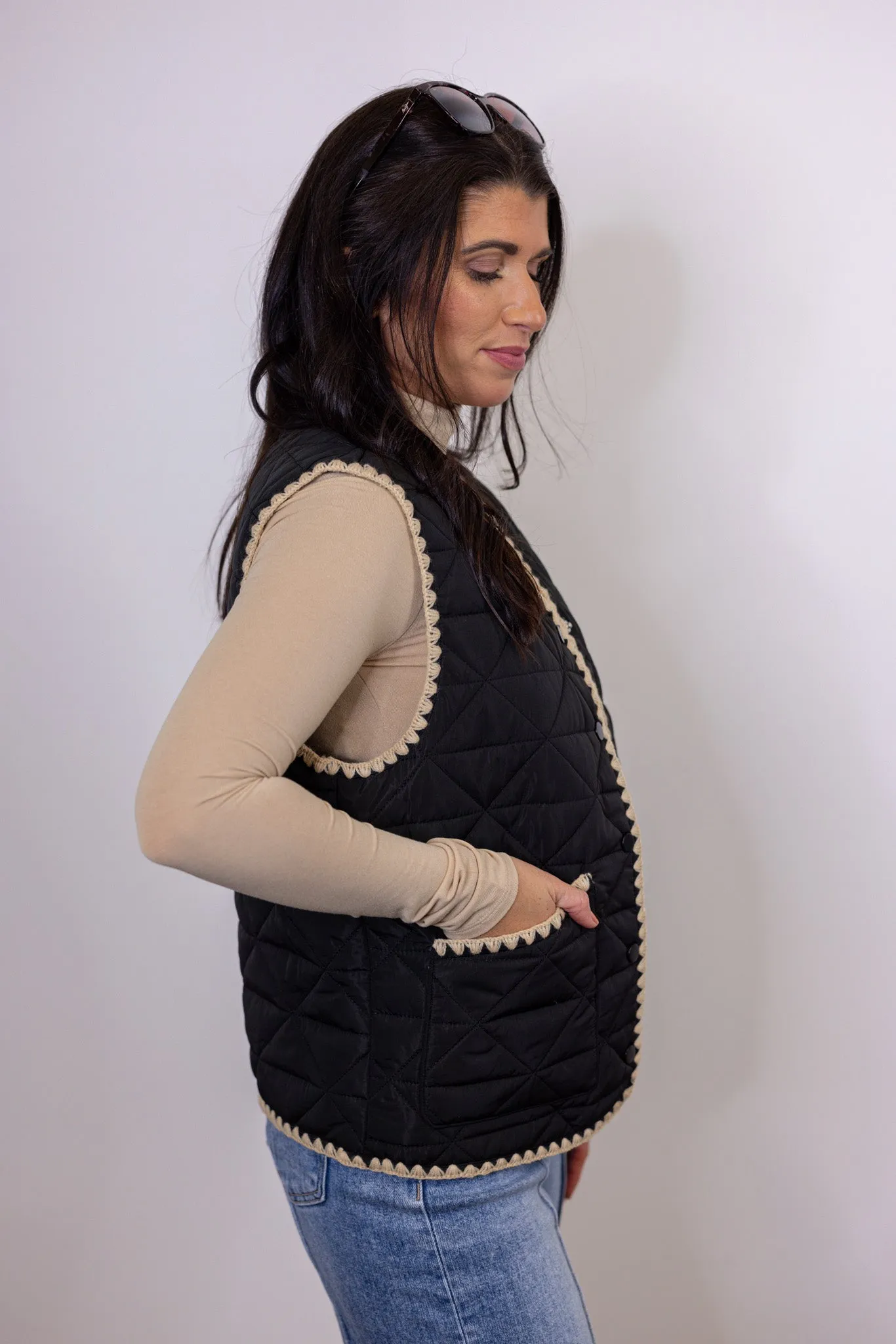 Bonfire Favorite Black Quilted Vest