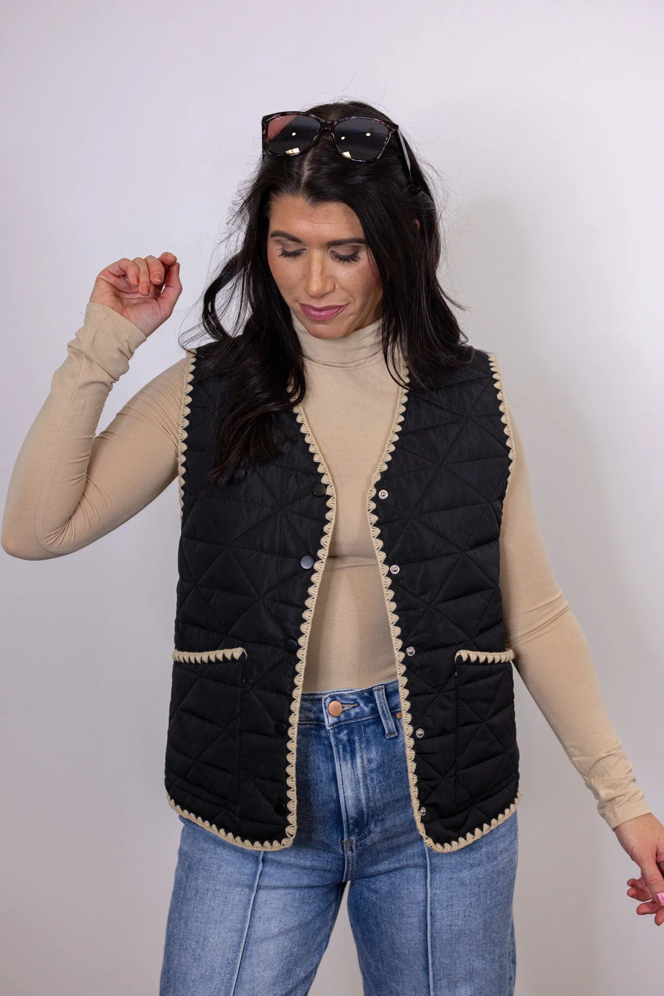 Bonfire Favorite Black Quilted Vest