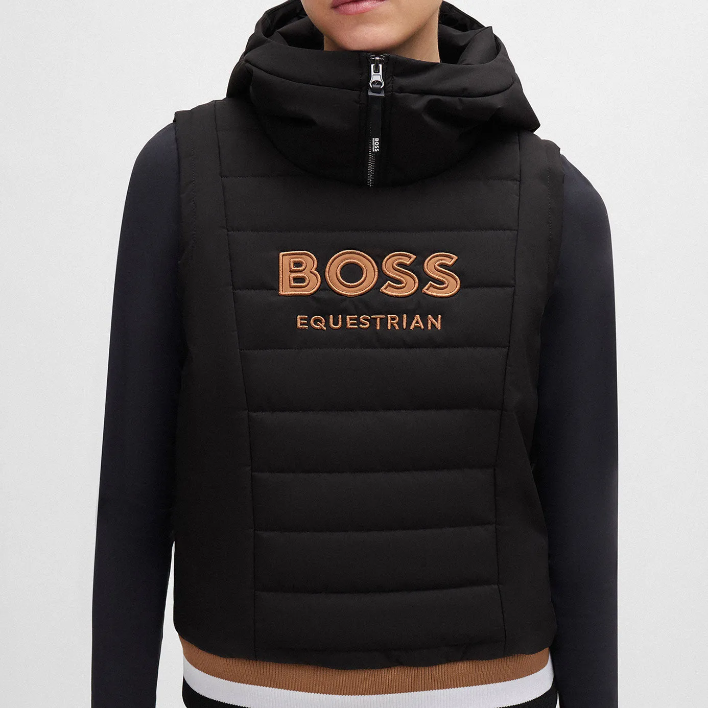 BOSS Equestrian Fanny Puffer Hoodie Gilet - Black