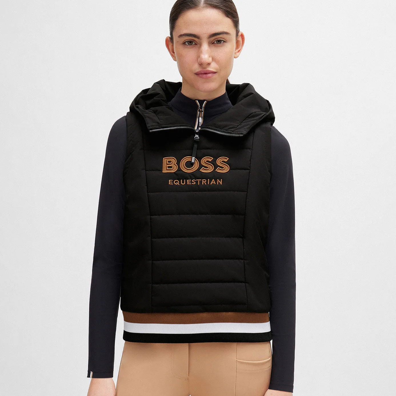 BOSS Equestrian Fanny Puffer Hoodie Gilet - Black